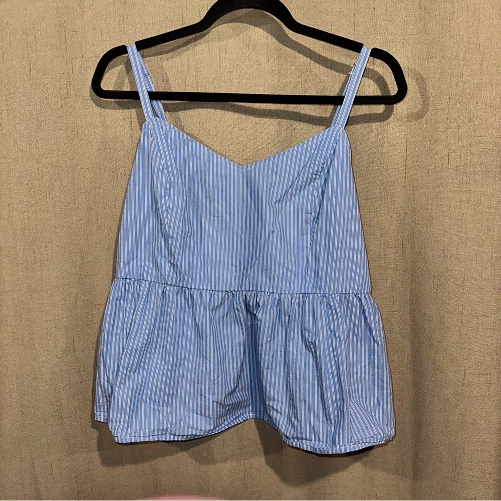 Striped Smocked Babydoll Cami Swing Top